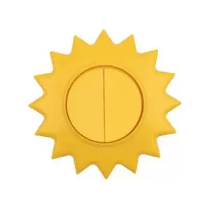 Выключатель двухклавишный KRANZ HAPPY Солнце скрытой установки, желтый